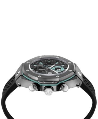 Men's Chronograph Royal Black Silicone Strap Watch 46mm