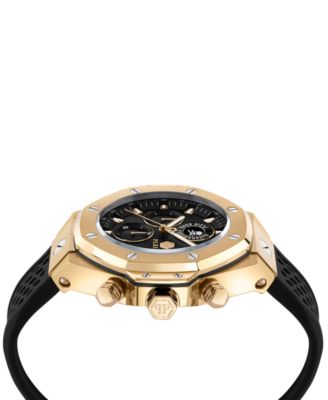 Men's Chronograph Royal Black Silicone Strap Watch 46mm