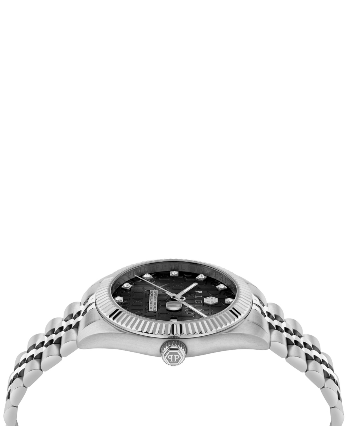 Philipp Plein Date Superlative Crystal Watch In Stainless Steel