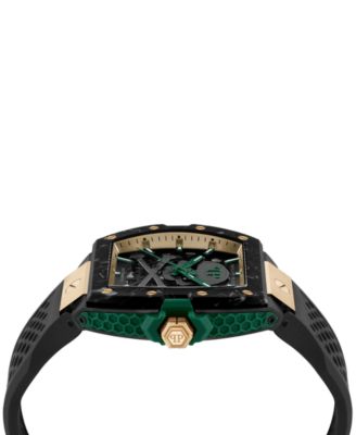 Men's Automatic The Skeleton 2.0 Black Silicone Strap Watch 44mm