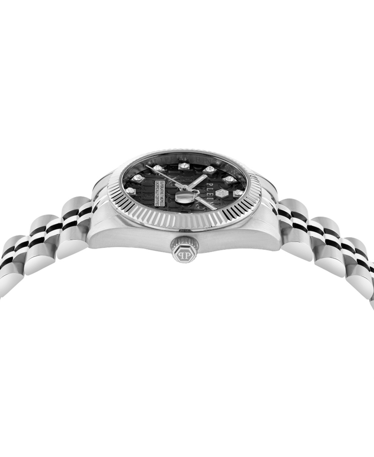 Philipp Plein Date Superlative Crystal Watch In Stainless Steel