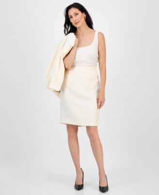 Women's Tipped 3/4-Sleeve Jacket And Skirt Suit Set, Regular & Petite 