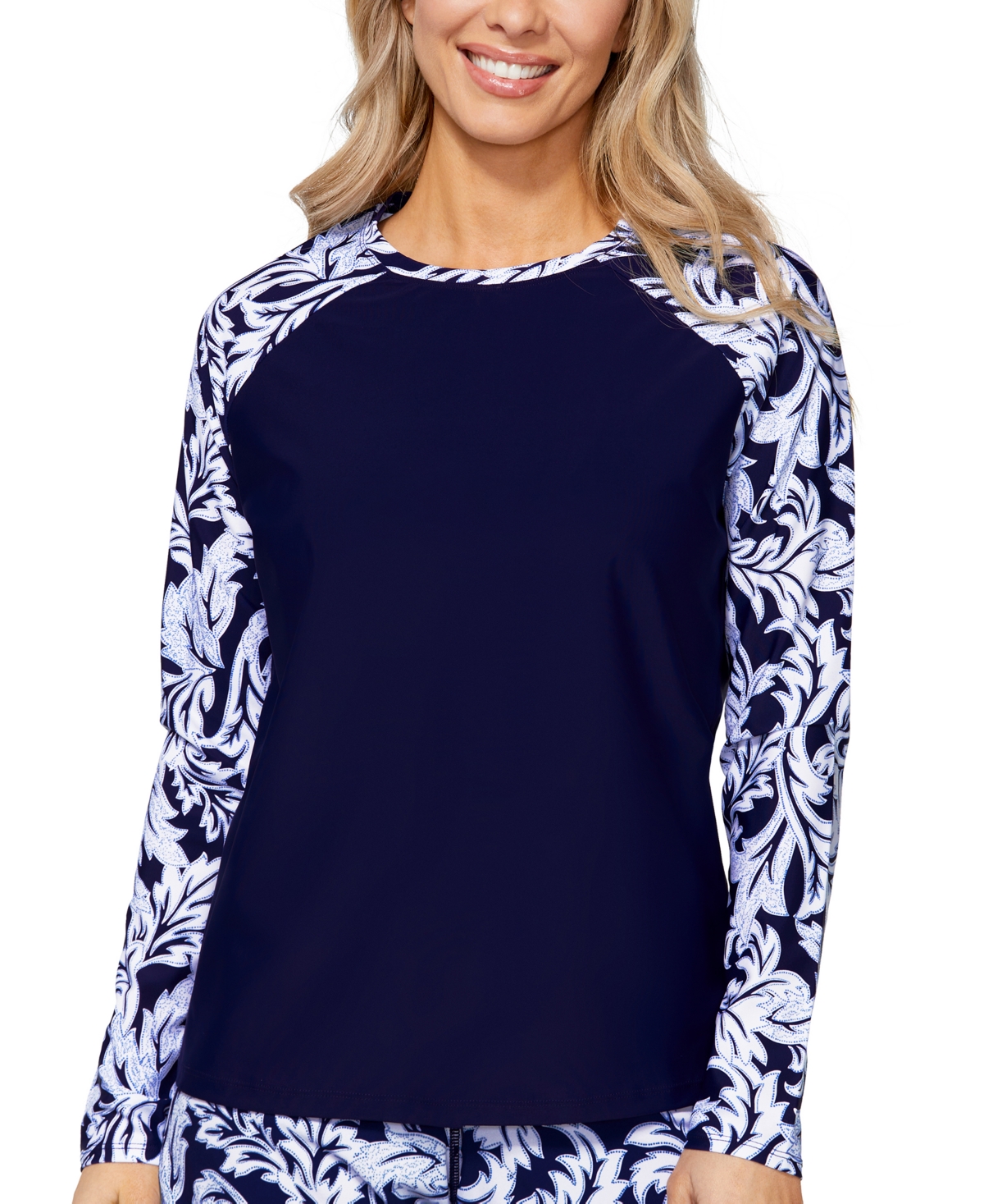 Island Escape Women's Printed-Sleeve Rash Guard, Exclusively at Macy's