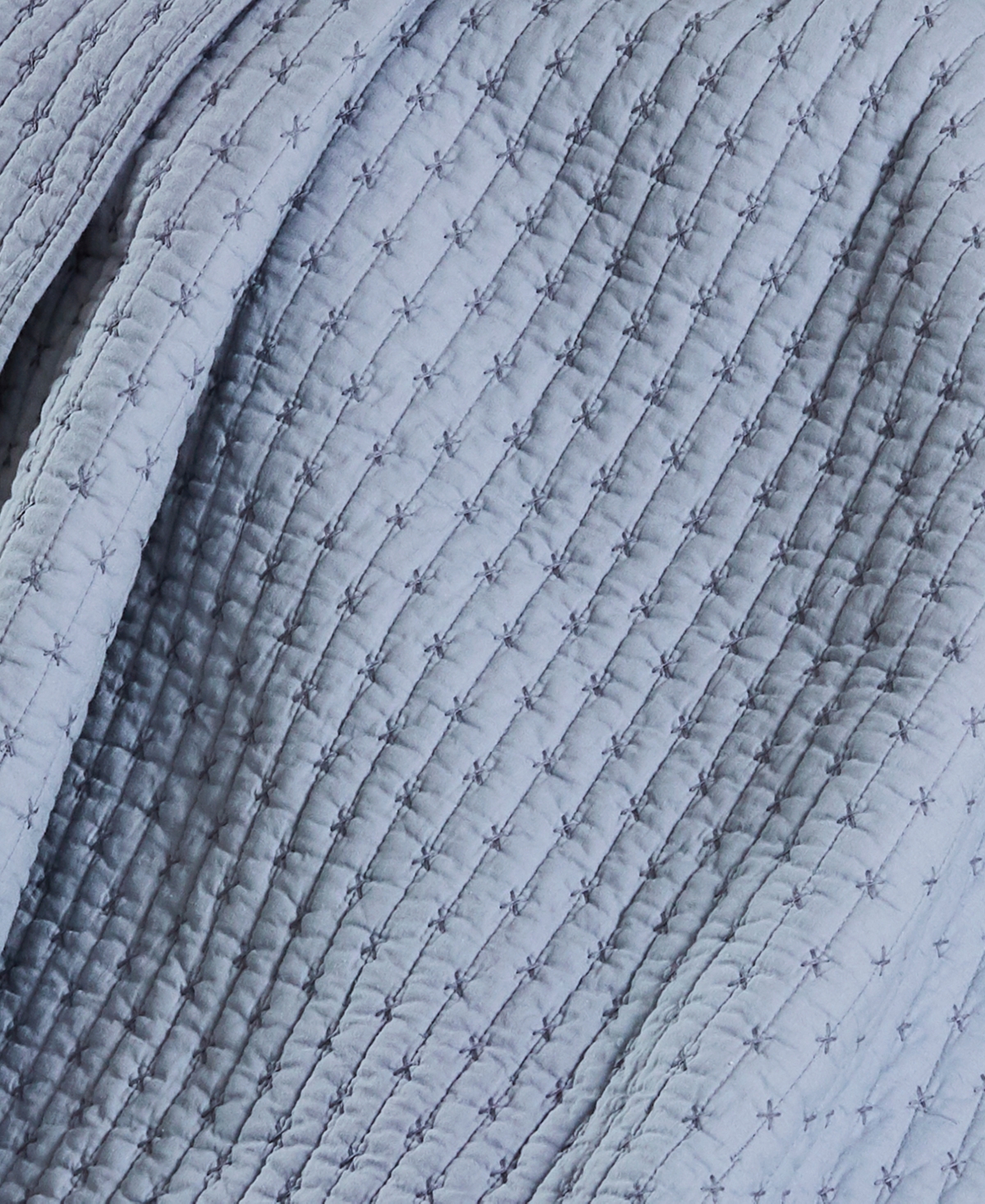 Levtex Cross Stitch Reversible Quilted Throw, 50" X 60" In Chambray