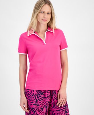 Nautica Jeans - Women's Piqu&eacute;-Knit Johnny Collar Shirt