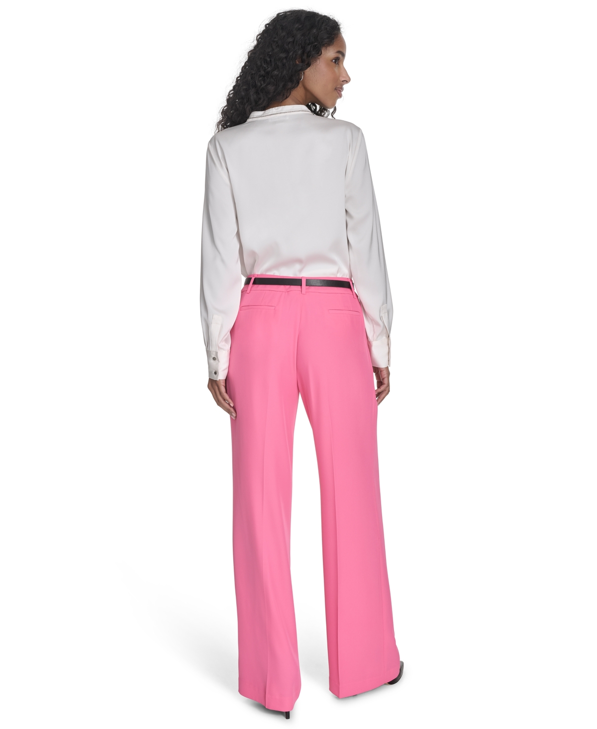 Calvin Klein Plus Size Mid-rise Wide-leg Pants In Peony