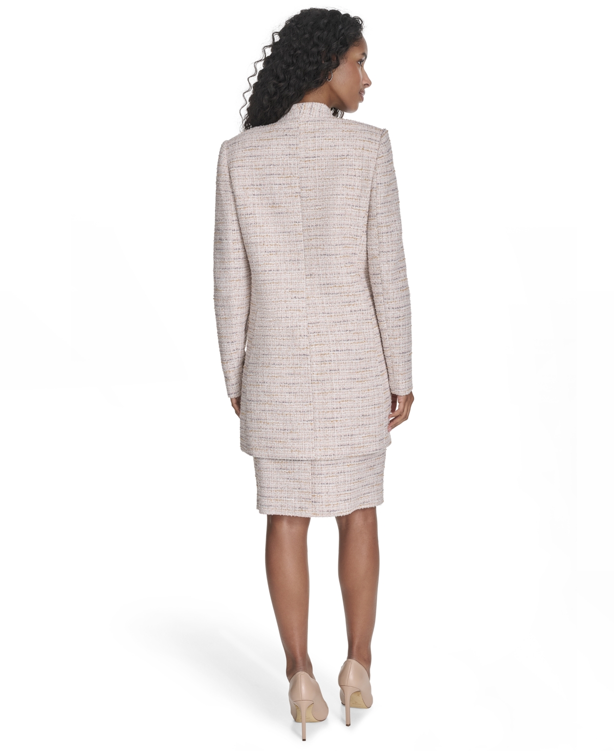 CALVIN KLEIN PETITE TWEED OPEN-FRONT TOPPER JACKET 
