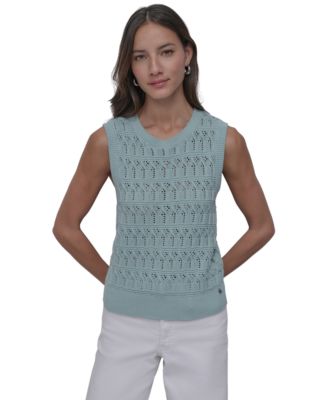 DKNY Jeans - Women's Cotton Pointelle-Knit Sleeveless Sweater