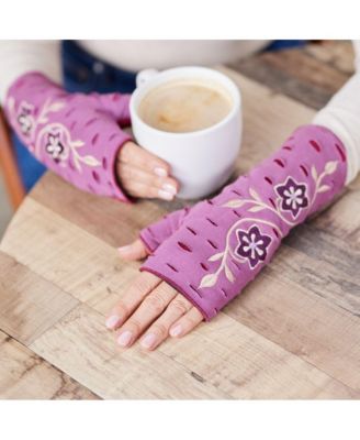 Women s Artisan Crafted Fleece Lined Primrose Fingerless Jersey Gloves