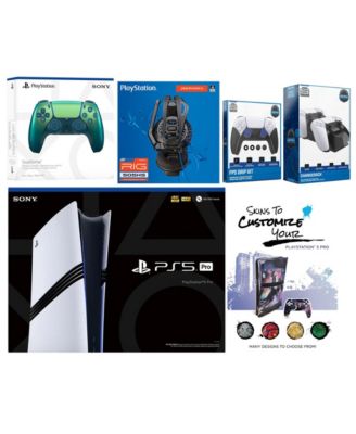 Playstation 5 Pro Bundle with Extra Controller, Plantronics Headset, FPS Grip Kit, Dual Charge Dock and MightySkins Decal Voucher Plus 2 Year CPS Extended Warranty