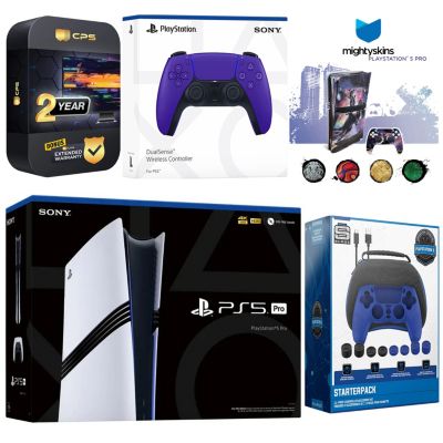 PlayStation 5 Pro with Extra Controller, Pro Gamer Starter Kit and MightySkins Decal Voucher Plus 2 Year CPS Extended Warranty
