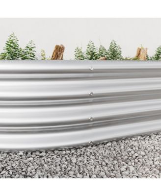 Raised Garden Bed Outdoor, Oval Large Metal Raised Planter Bed for for Plants, Vegetables, and Flowers - Silver 88.99"x 44.68" x 11.42'
