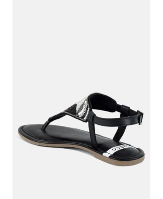 Chitra Pin Buckle Beaded Flat Sandals