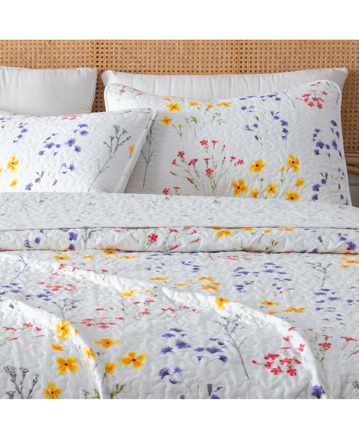 Linery & Co. Colorful Floral Microfiber Quilt Set With Shams
