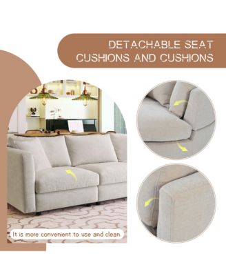 Three Indoor Cushioned Combination Sofas with Three Pillows and Curved Seat, for Living Room, Study Room, and Apartment