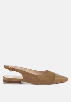 Rag and Co Womens Uwaha Genuine Leather and Real Suede Slingback Flats