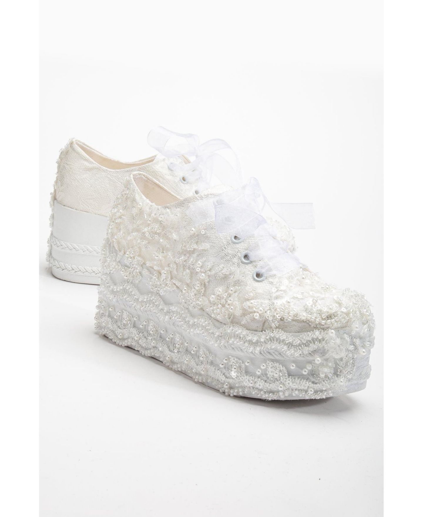 Женские кроссовки Forever & Always Shoes Florette Lace Bridal Platform, цвет: Слоновая кость — фото 3