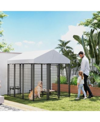 Outdoor Dog Kennel, Dog Playpen Enclosure with Roof, 6' x 6' x 6'