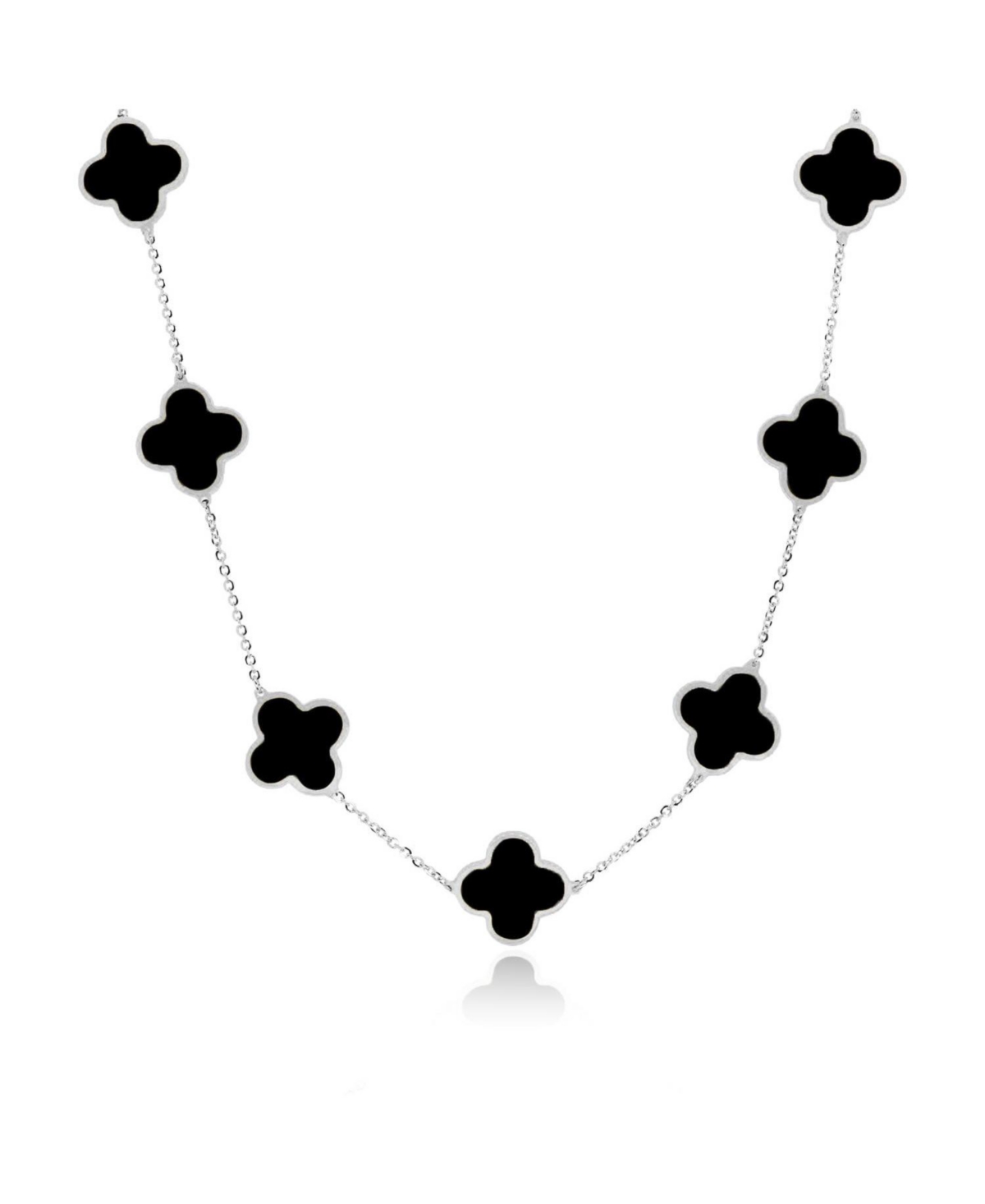 The Lovery Onyx Clover Necklace 14K White Gold