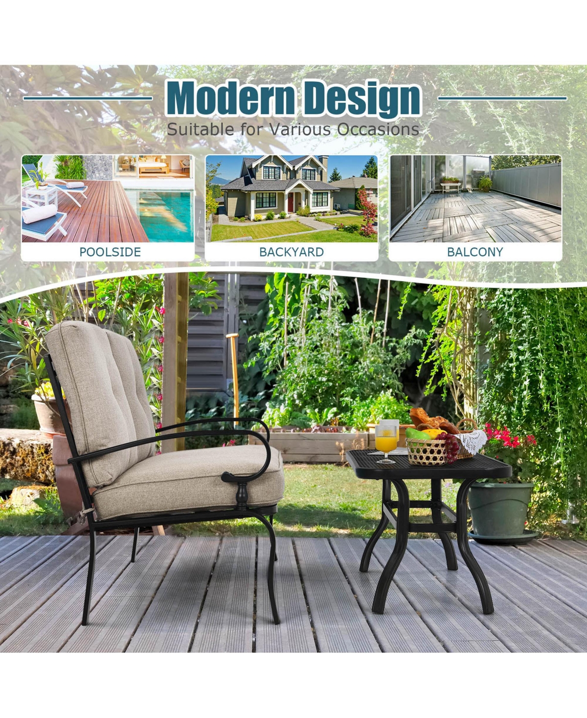 Gymax 2 Piece Outdoor Patio Conversation Sofa Set w/ Cushions & Loveseat & Table Set