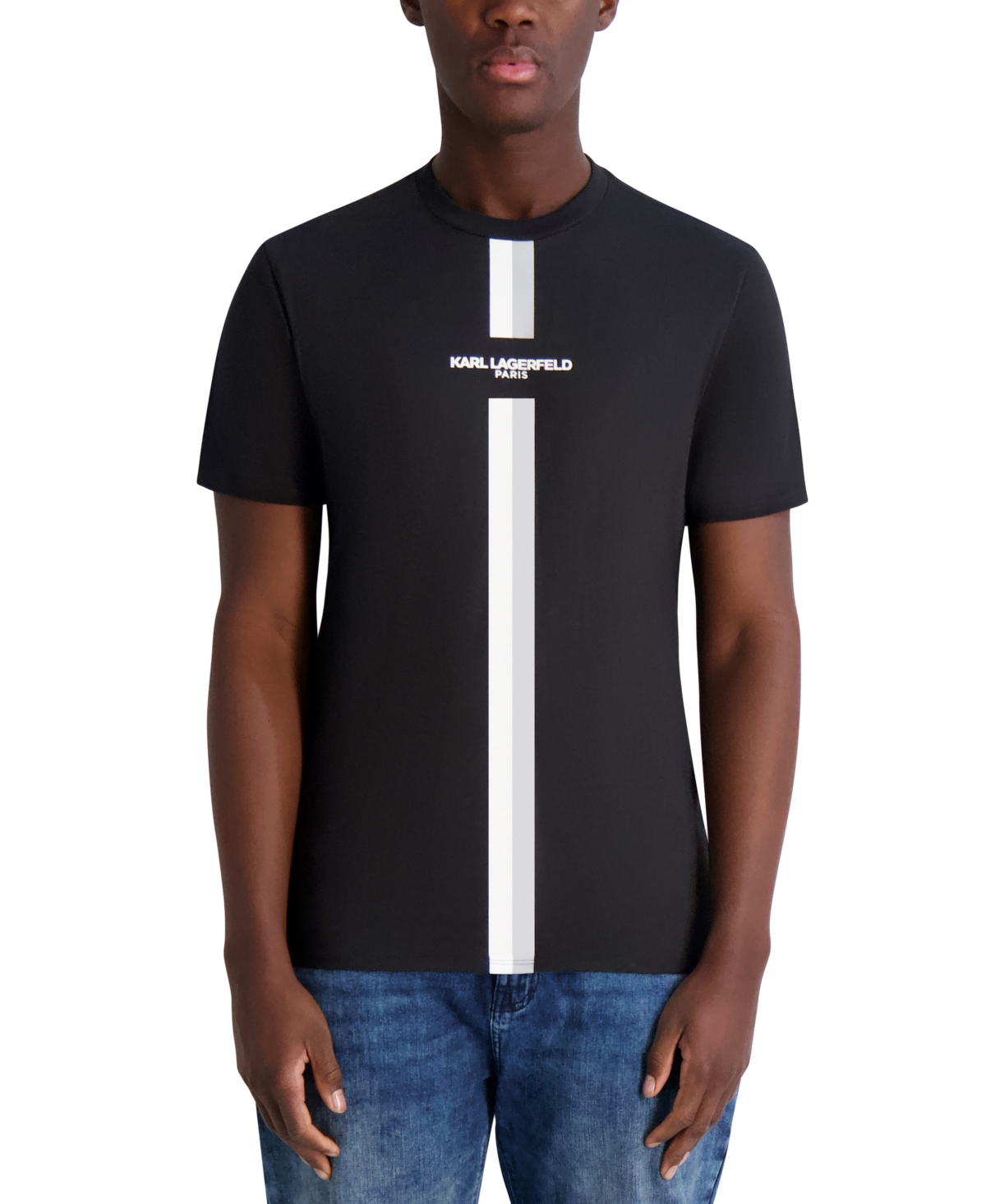 Men's Racing Stripe Logo T-Shirt - Black