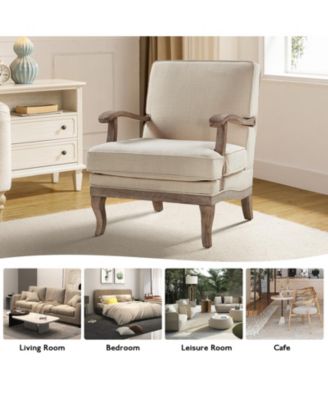 Rinaldo Wooden Upholstered Armchair with Wooden Legs