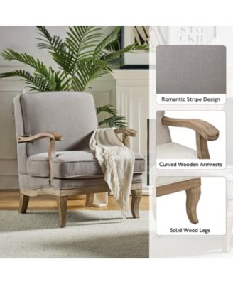 Rinaldo Wooden Upholstered Armchair with Wooden Legs