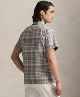 Men's Classic-Fit Plaid Oxford Camp Shirt