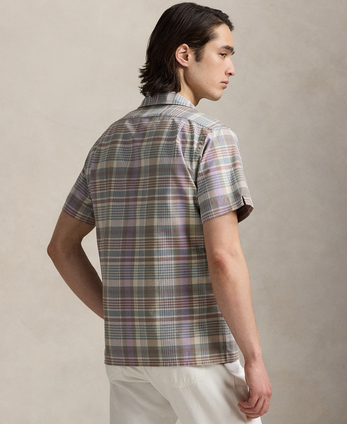 Polo Ralph Lauren Mens 6815 Khaki Green Multi Check-print Short-sleeves Cotton-poplin Shirt Xxl