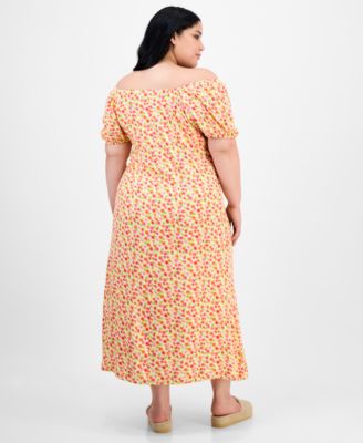 Trendy Plus Size Puffed-Sleeve Dress
