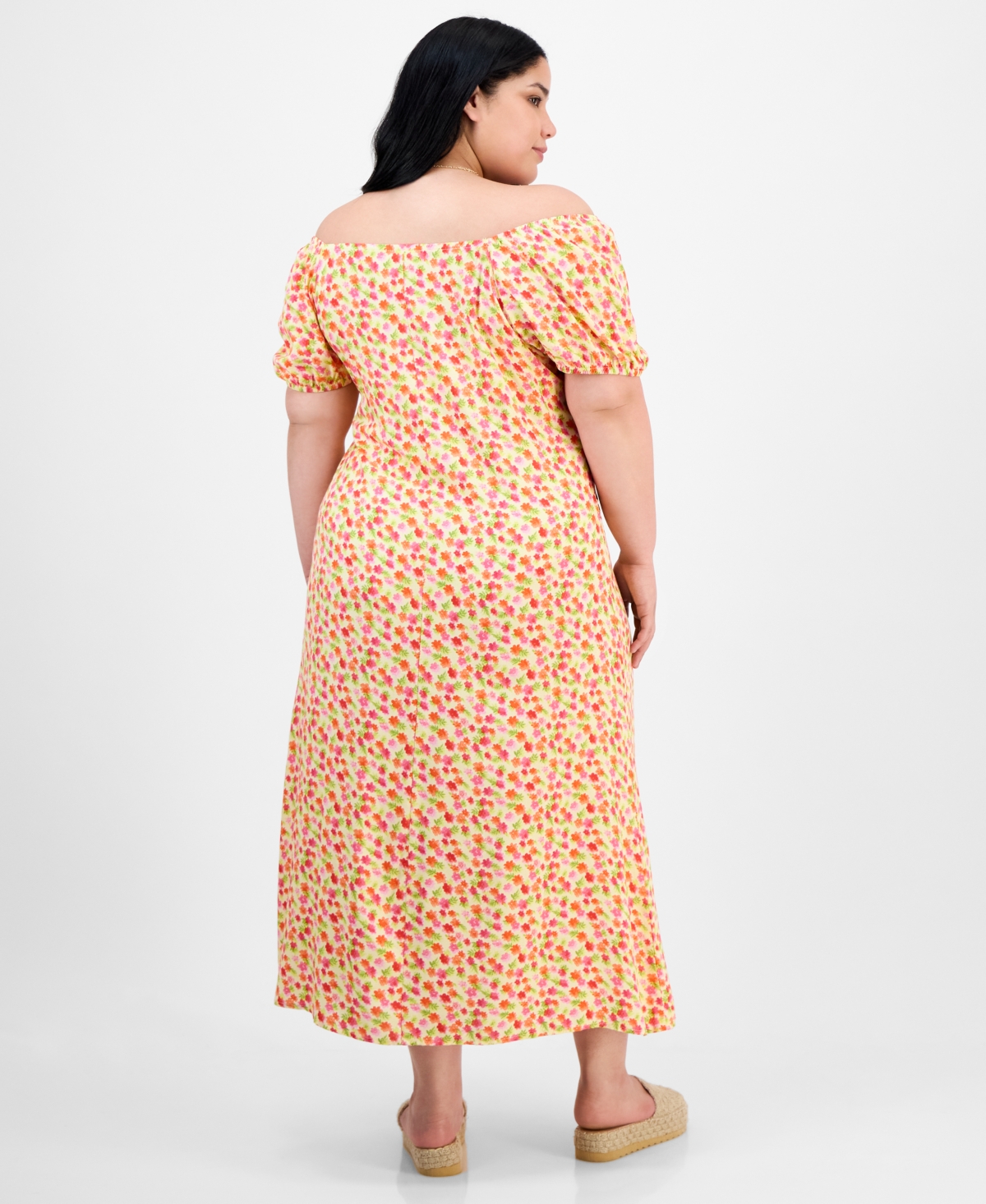 ABSOLUTELY FAMOUS TRENDY PLUS SIZE PUFFED-SLEEVE DRESS 