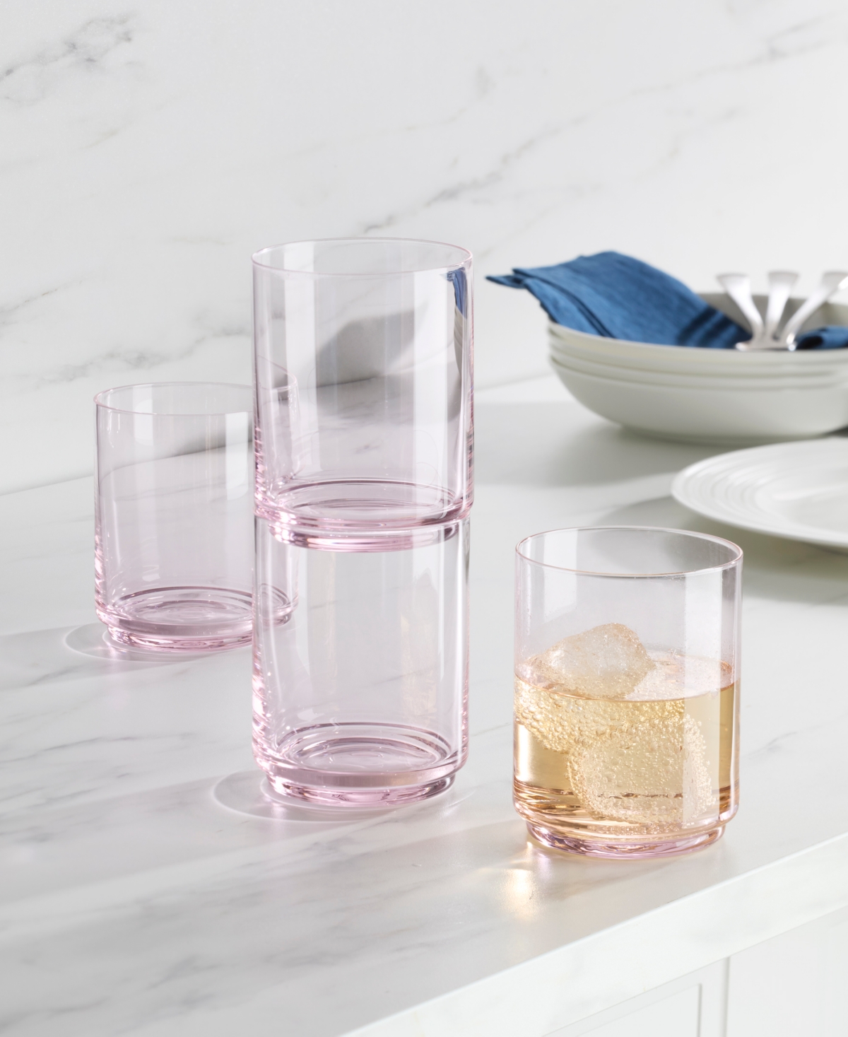Lenox Tuscany Classics Stackable Short Glasses, Set Of 4 In Pink