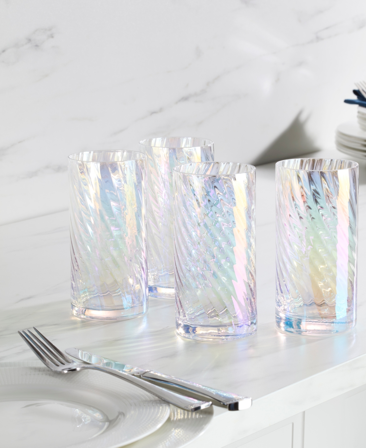 Lenox Tuscany Classics Iridescent Highball Glasses, Set Of 4 In Clear