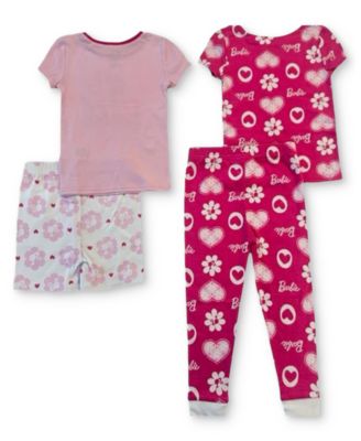 Toddler Girls Cotton Pajamas, 4 Piece Set
