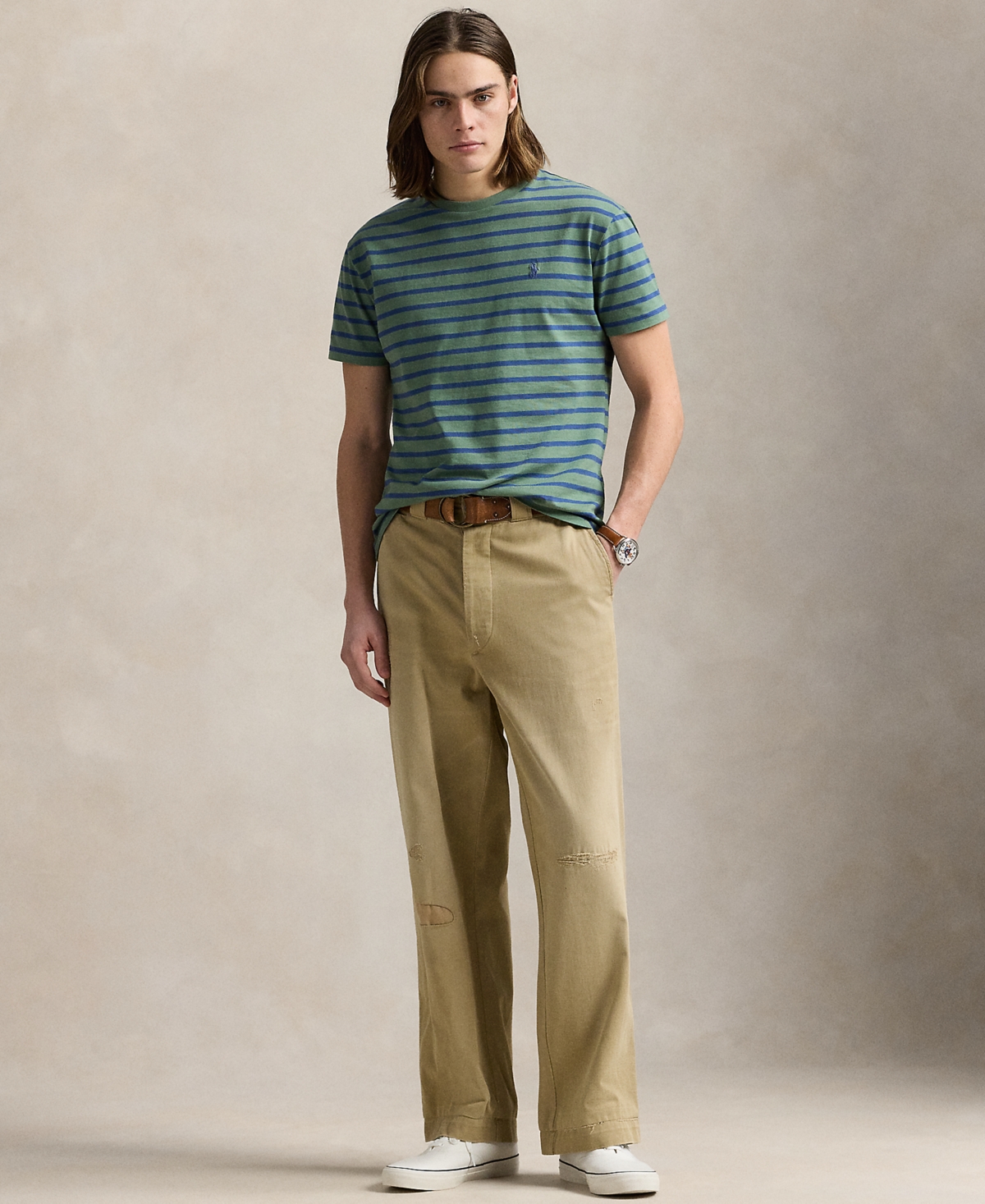 Polo Ralph Lauren Classic Fit Stripe Cotton T-shirt In Green