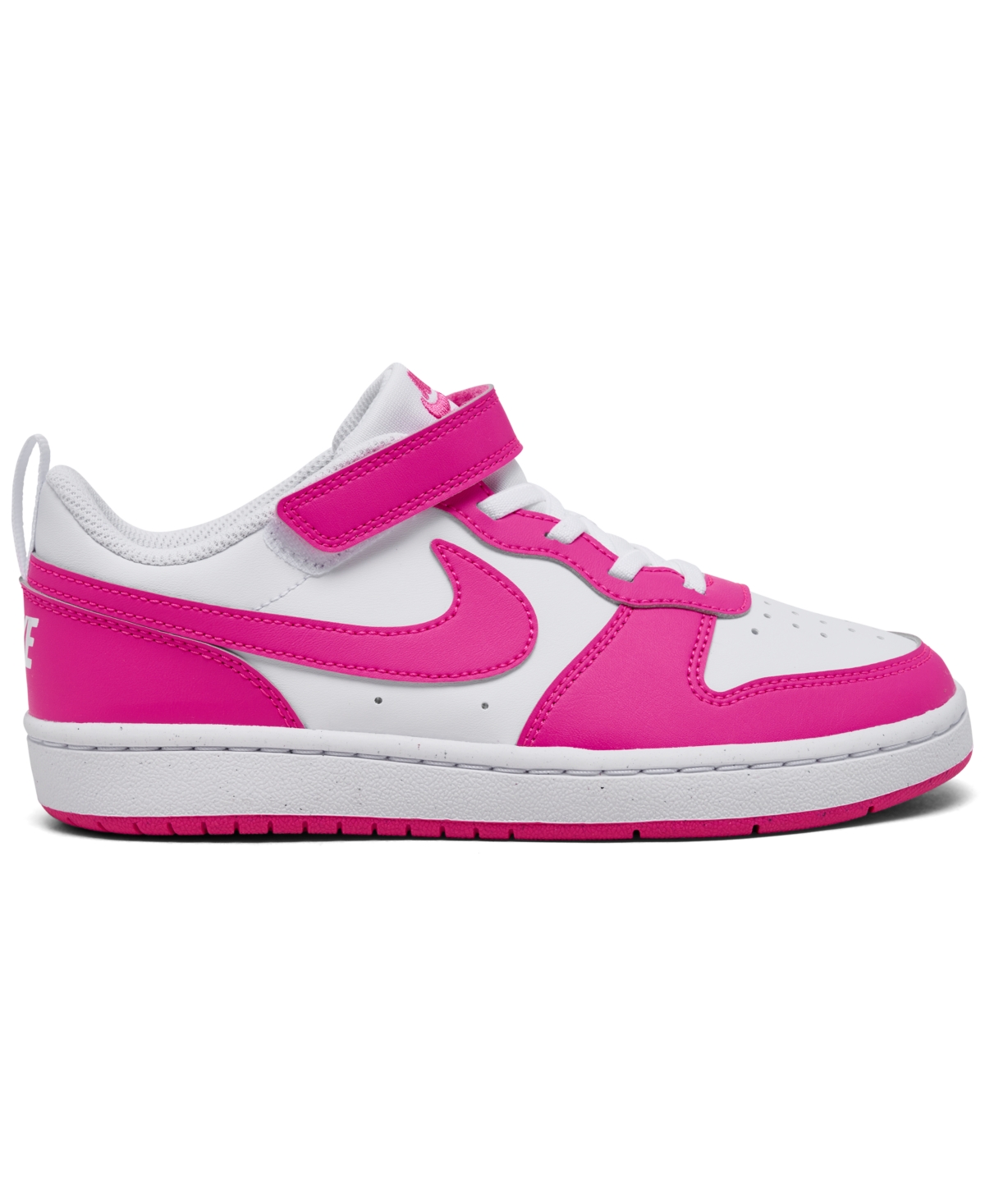 Nike Little Girls Court Borough Low Recraft Fastening Strap Casual Sneakers From Finish Line In White,laser Fuchsia