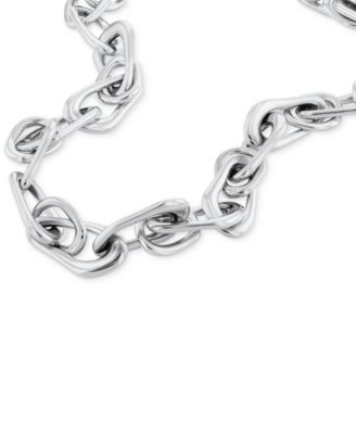 Stainless Steel Statement Link Collar Necklace, 14" + 2" extender 