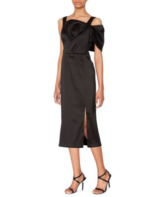 Women's Bow-Trim Satin Midi Dress