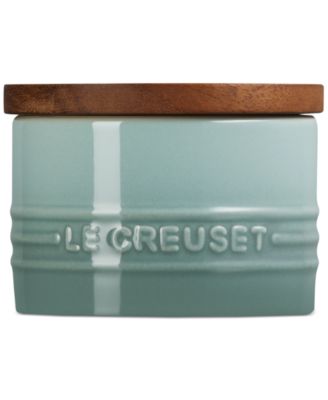 Stoneware Signature Salt Cellar with Wood Lid, 7-Oz.