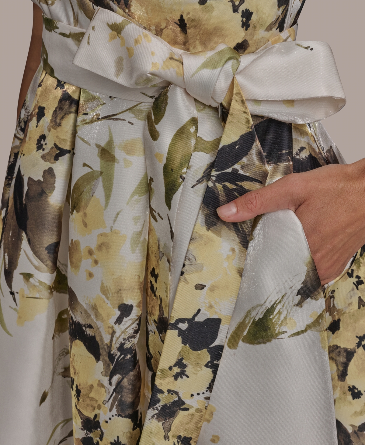 Donna Karan New York Floral Tiered Wrap Dress In Limoncello Multi
