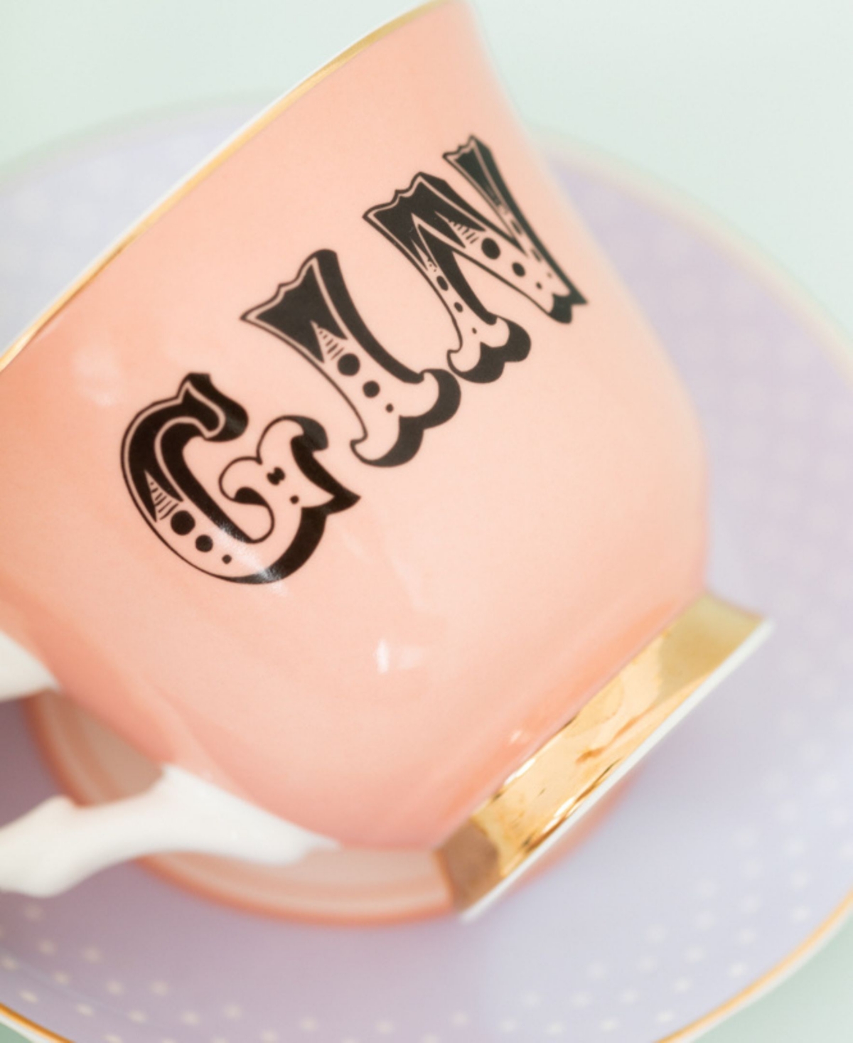 YVONNE ELLEN GIN AND PROSECCO TEACUP SAUCER 4-PC. SET, SERVICE FOR 2 