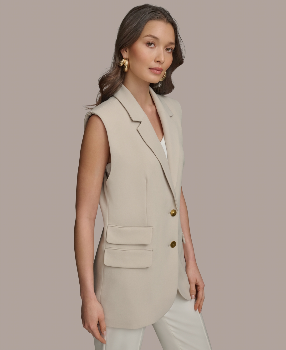 Donna Karan New York Two-button Vest In Tuscan Grey