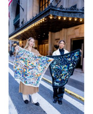 Double Sided Wool Silk Scarf Of Day Jungle Reverie