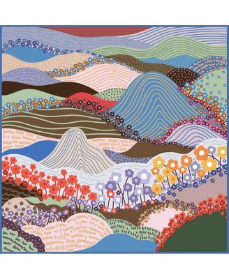 Double Sided Wool Silk Scarf Of Floral Mountain