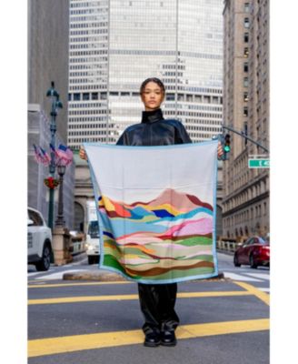 Double Sided Wool Silk Scarf Of Ocean Breeze