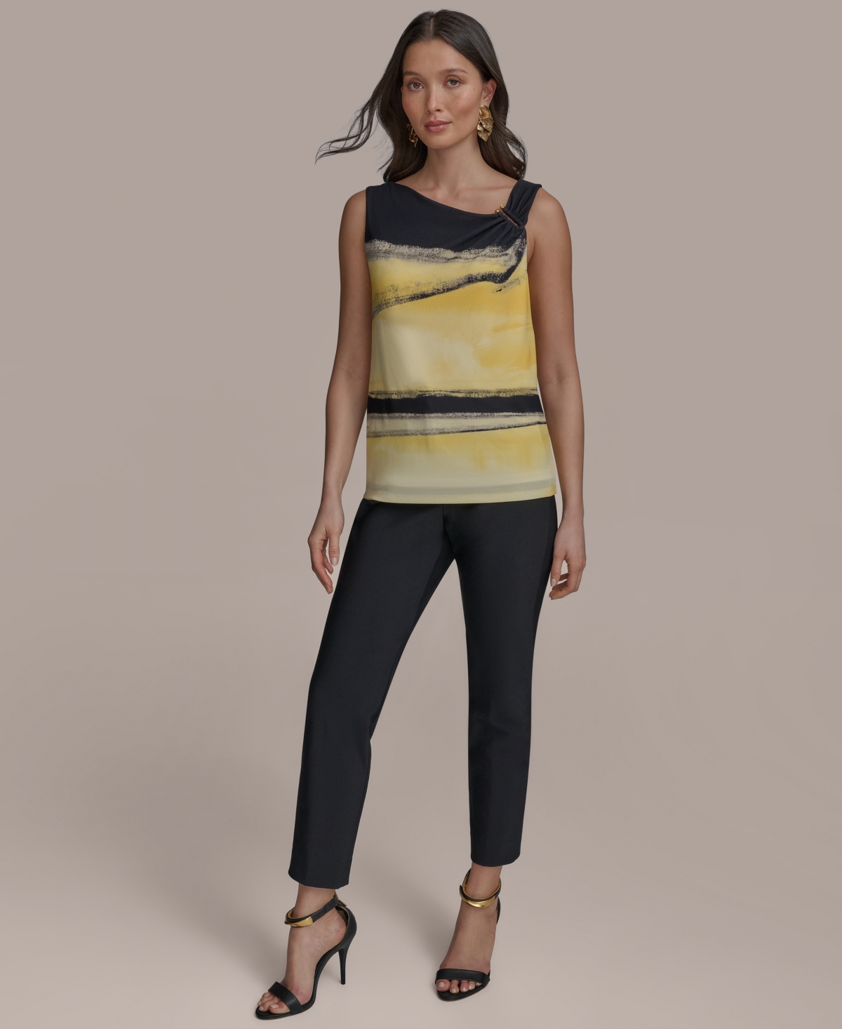 Donna Karan New York Abstract Print Sleeveless Top In Limoncello Multi