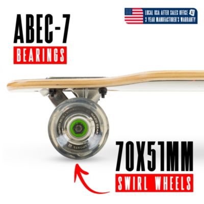 31" x 8" 8-Ply Maple Deck Glide Drop Through Longboard Skateboard for Ages 5+ Max 220 lbs, 70mm Wheels, ABEC-7 Bearings