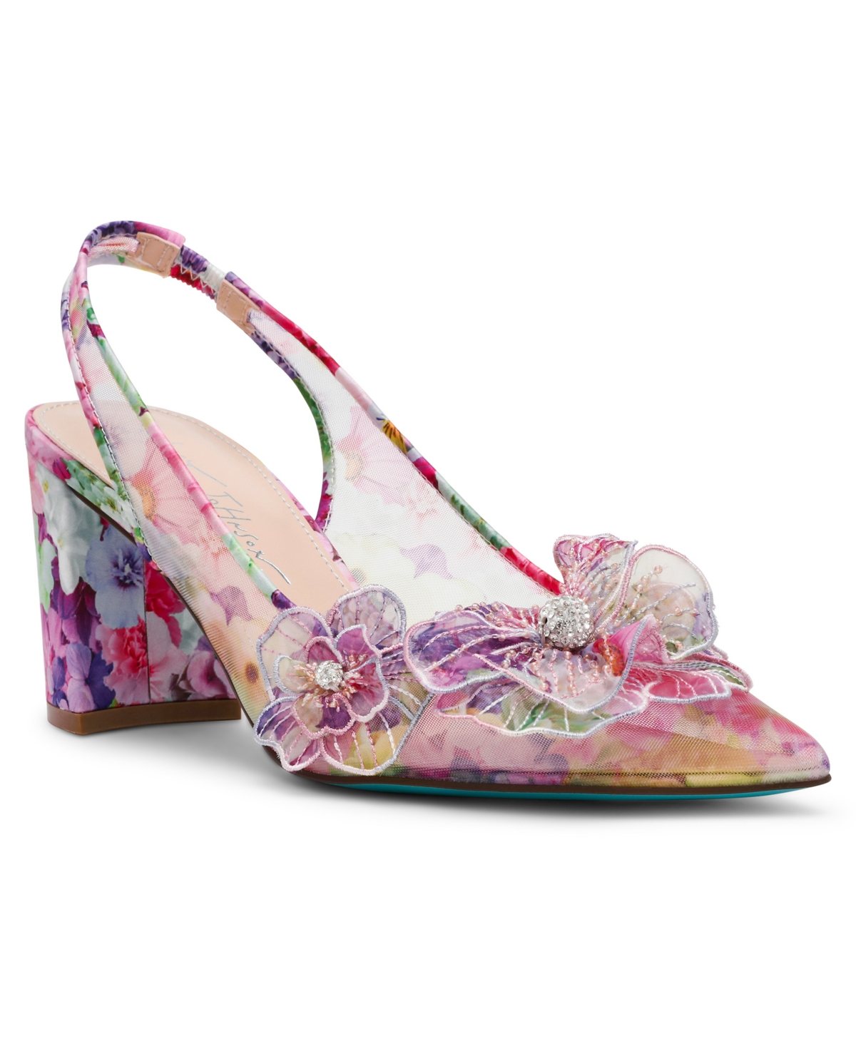 BETSEY JOHNSON WOMEN'S PETRA FLOWER APPLIQUE SLINGBACK PUMPS 