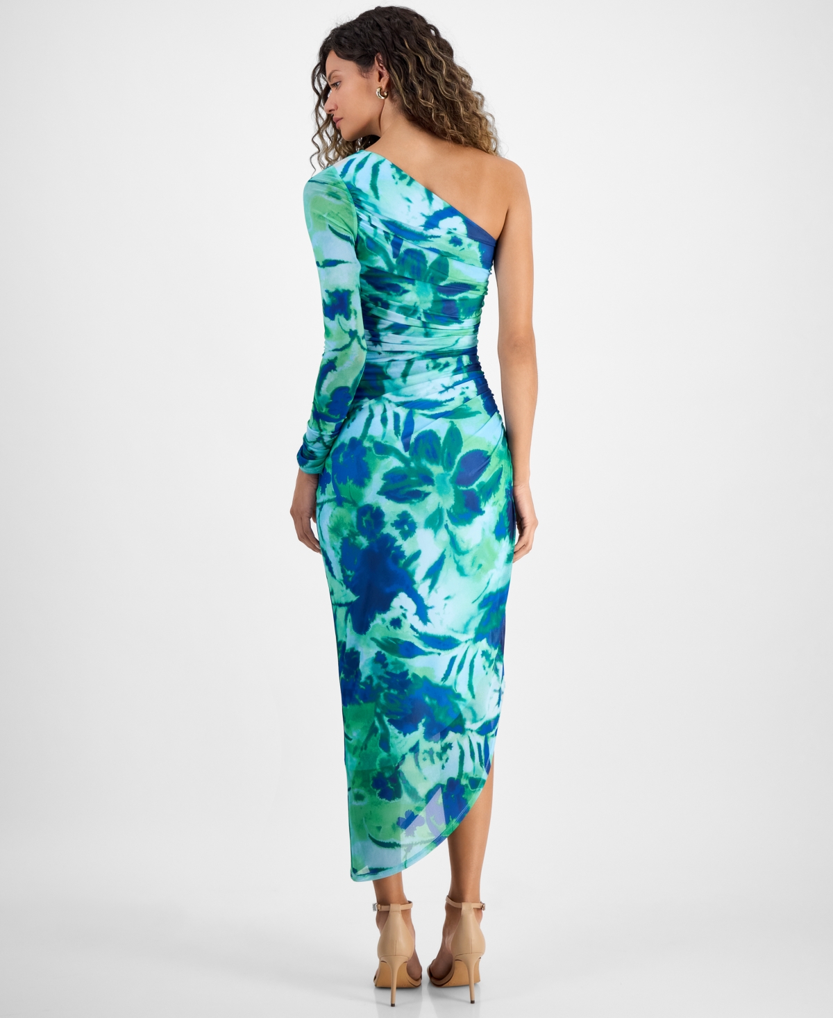Rachel Rachel Roy Women's Quinn Floral Asymmetric Mesh Midi Dress In Medium Green