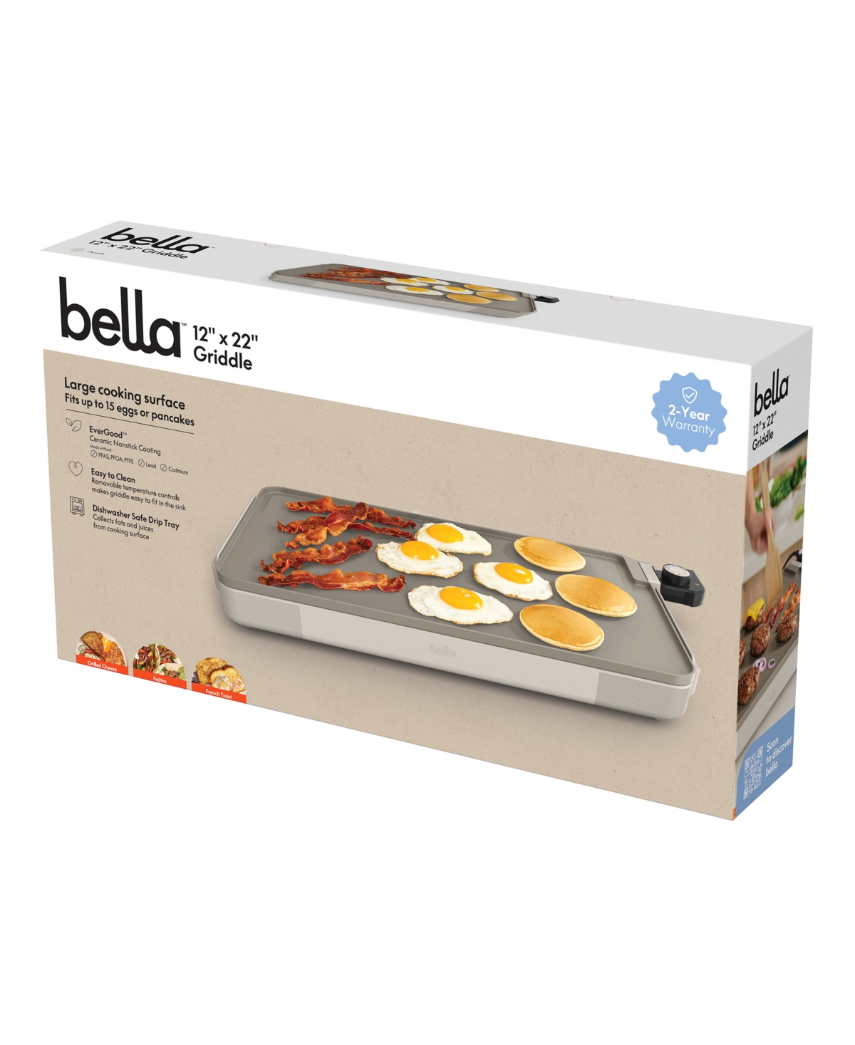 Bella 12" X 22" Electric Griddle In Oatmilk